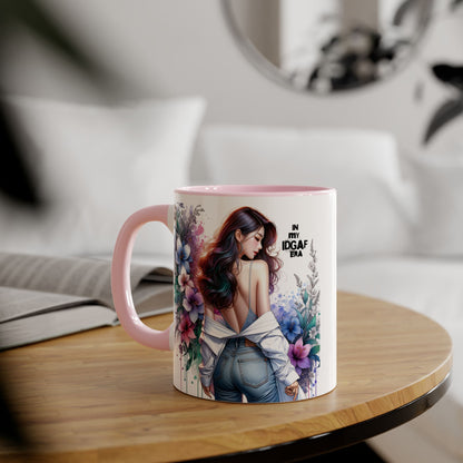 Floral Graphic Accent Mug, Gift for Her, Coffee Tea Mug, Unique Housewarming Present, My IDGAF Era
