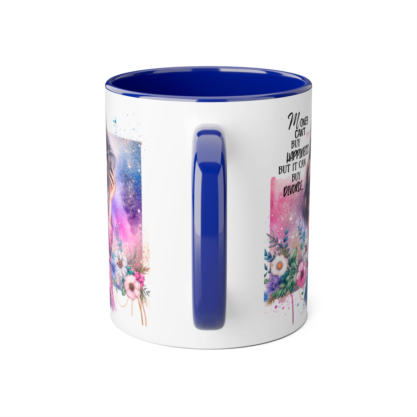 Money Can't Buy Happiness But It Can Buy Divorce Humoristic Empowerment Mug for Self-Love, Coffee Cup, Birthday Gift, Inspirational Decor, Divorce Gift, Floral Design