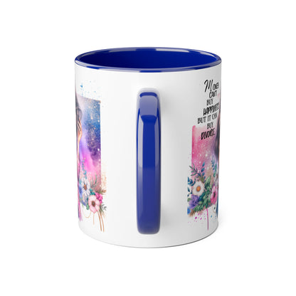 Money Can't Buy Happiness But It Can Buy Divorce Humoristic Empowerment Mug for Self-Love, Coffee Cup, Birthday Gift, Inspirational Decor, Divorce Gift, Floral Design