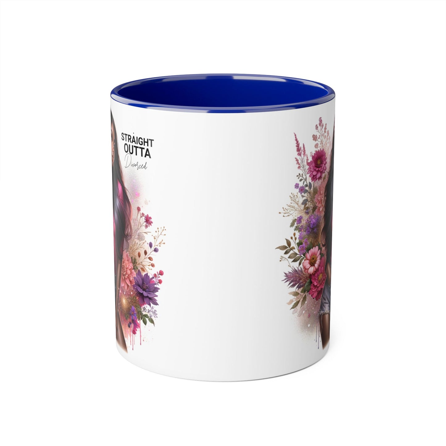 Straight Outta Divorced Humoristic Floral Portrait Accent Mug, Perfect Gift for Her, Coffee Lover, Home Decor, Stylish Drinkware, Mother's Day Gift, Inspirational Cup
