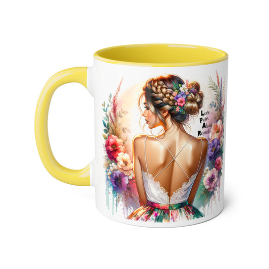 Floral Latte Mug, Inspirational Coffee Cup, Boho Style Mug, Gift for Her, Art Print Mug, Relaxing Beverage Mug