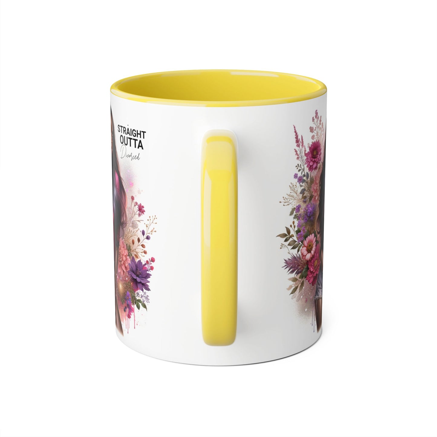 Straight Outta Divorced Humoristic Floral Portrait Accent Mug, Perfect Gift for Her, Coffee Lover, Home Decor, Stylish Drinkware, Mother's Day Gift, Inspirational Cup