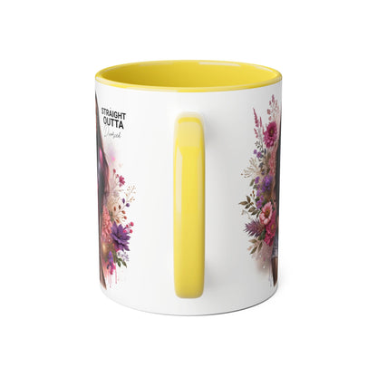 Straight Outta Divorced Humoristic Floral Portrait Accent Mug, Perfect Gift for Her, Coffee Lover, Home Decor, Stylish Drinkware, Mother's Day Gift, Inspirational Cup