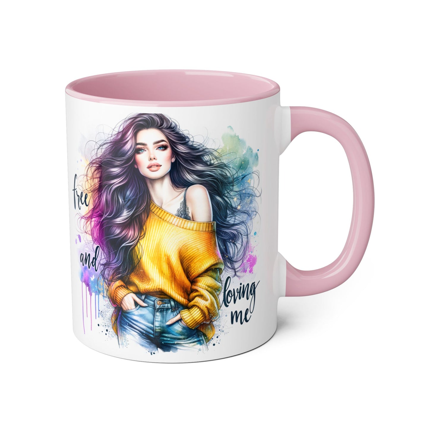 Colorful Inspirational Accent Mug, Free and Loving Me Coffee Cup, Artistic Drinkware Gift for Her, Vibrant Daily Motivation, Birthday [...]