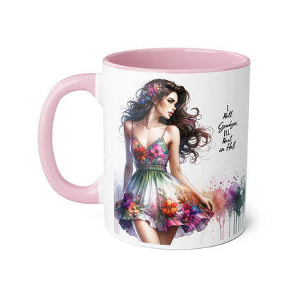 I Hold Grudges, I'll Heal in Hell Floral Art Accent Mug | Inspirational Gift for Her, Coffee Lover, Tea Time, Home Decor, Unique Birthday Present