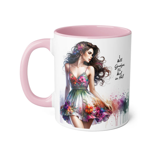 I Hold Grudges, I'll Heal in Hell Floral Art Accent Mug | Inspirational Gift for Her, Coffee Lover, Tea Time, Home Decor, Unique Birthday Present