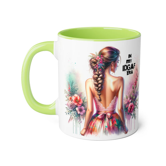 Bold IDGAF Era Accent Mug, Coffee Cup for Strong Women, Gift for Her, Floral Art Mug, Motivational Drinkware