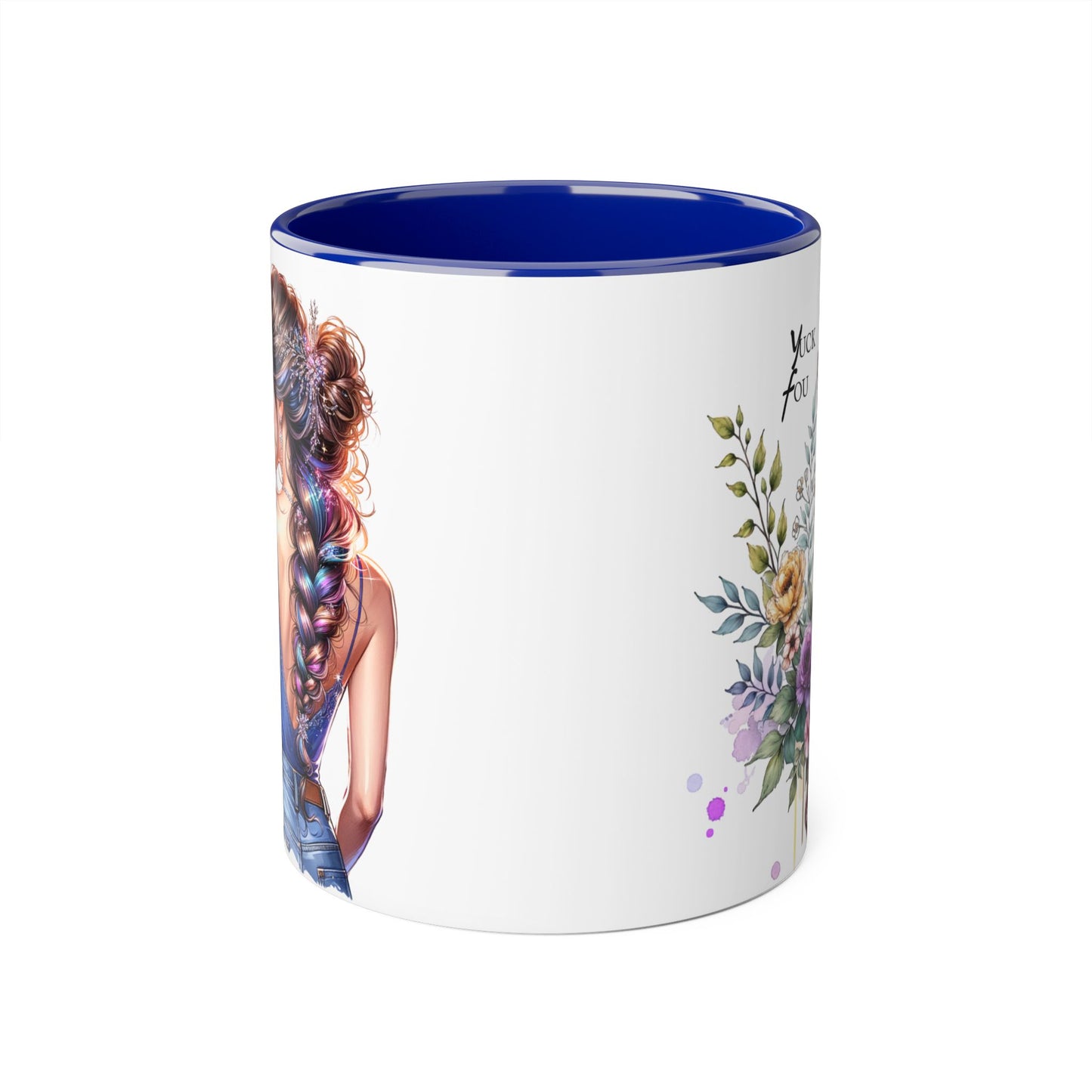Yuck Fou Floral Inspirational Accent Mug, 11oz Coffee Cup, Gift for Her, Motivational Quote Beverage Holder, Rustic Home Decor