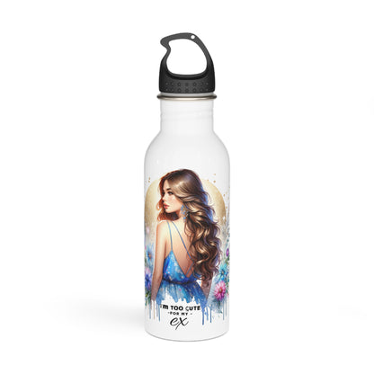 I'm Too Cute For My Ex Floral Girl Stainless Steel Water Bottle, Travel Mug, Hydration Bottle, Gift for Her, Sports Bottle, Eco-Friendly Water Container