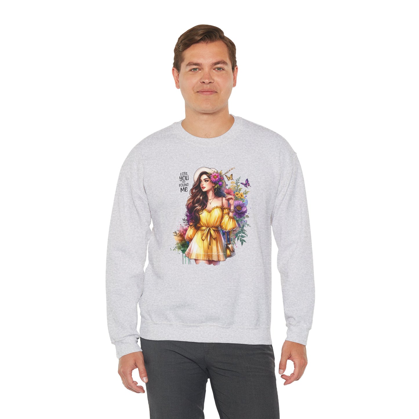 Lost You And Found Me Floral Art Crewneck Sweatshirt, Cozy Unisex Sweater, Gift for Her, Spring Fashion, Inspirational Apparel
