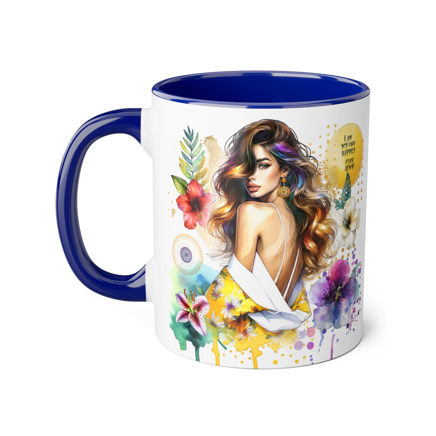 I Am My Own Happily Ever After Inspirational Floral Accent Mug - 11oz Motivational Coffee Cup for Women