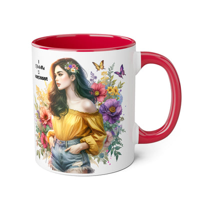 I Survived a Narcissist Chic Floral Accent Mug | Bohemian Coffee Cup, Gift for Her, Narcissist Humor, Home Decor, Artful Drinkware