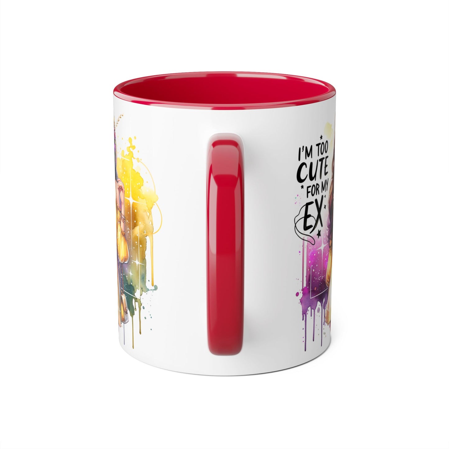 Cute Ex-Related Accent Mugs, 11oz - Quirky Gifts, Funny Coffee Cup, Relationship Humor, Self-Love Mug, Colorful Artwork