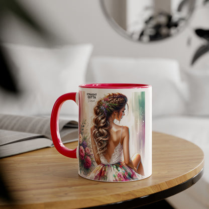 Straight Outta Divorced Humoristic Elegant Floral Accent Mug, Artistic Coffee Cup, Gift for Her, Home Decor, Tea Lover's Mug, Birthday Gift Idea, Wedding Favor