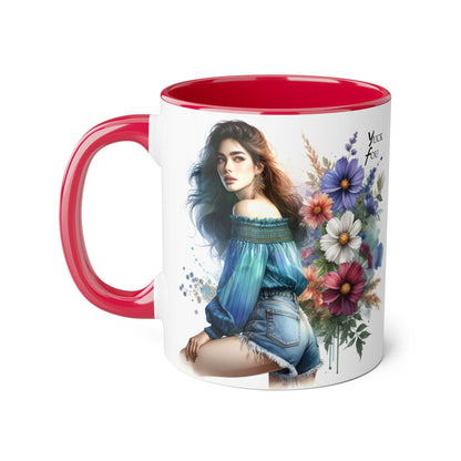 Bohemian Accent Mug - Yuck Fou Floral Design, Gift for Artists, Unique Coffee Cup, Home Decor, Stylish Drinkware