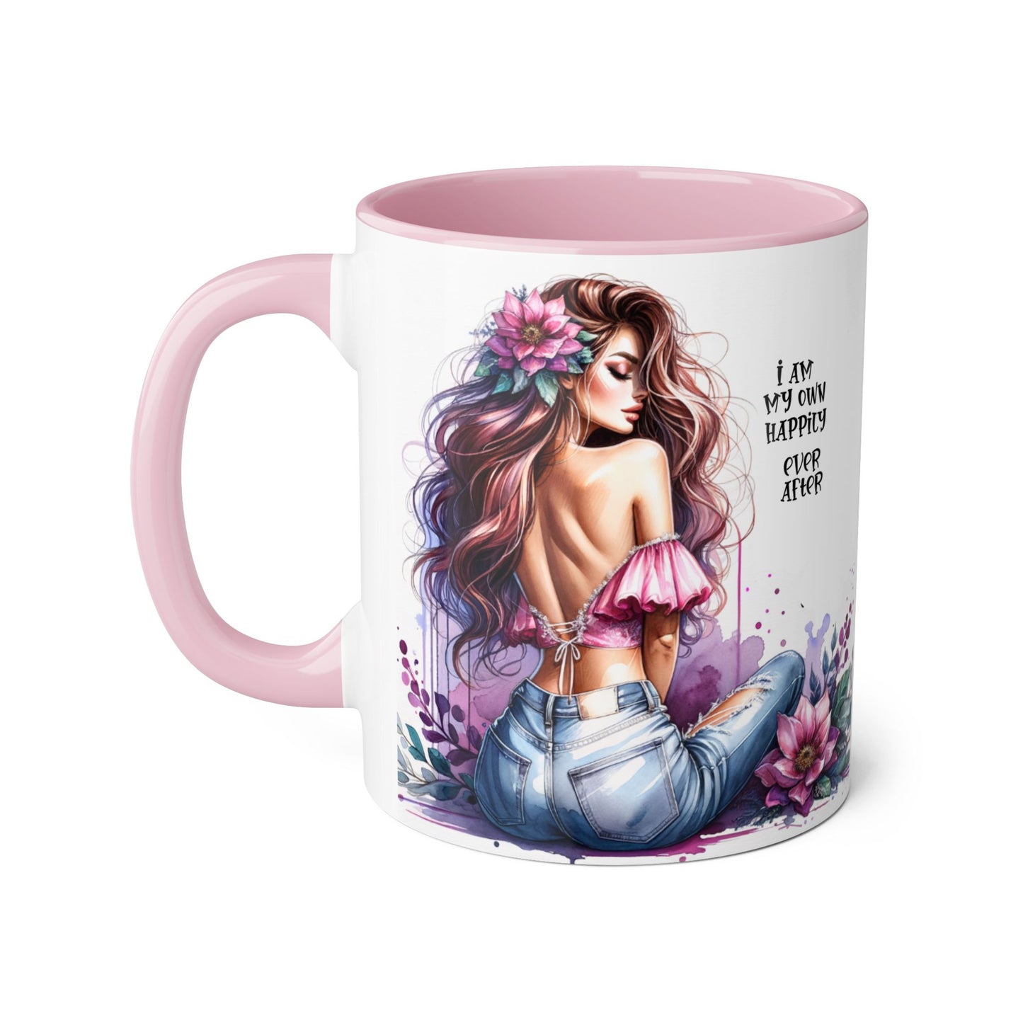 I Am My Own Happily Ever After Chic Inspirational Coffee Mug, Stylish Floral Accent Cup, Motivational Gift for Her, Self-Love Tea Mug, Perfect for Birthdays & Relaxation