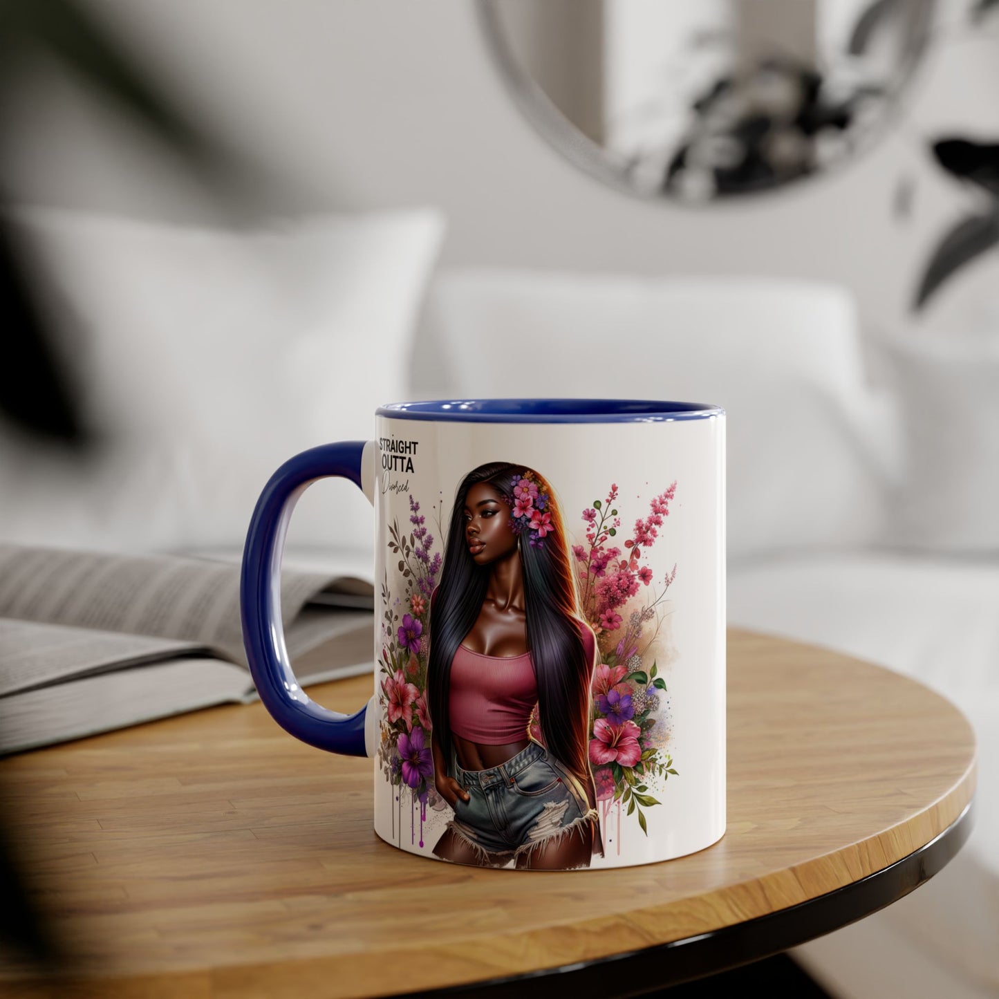 Straight Outta Divorced Humoristic Floral Accent Mug
