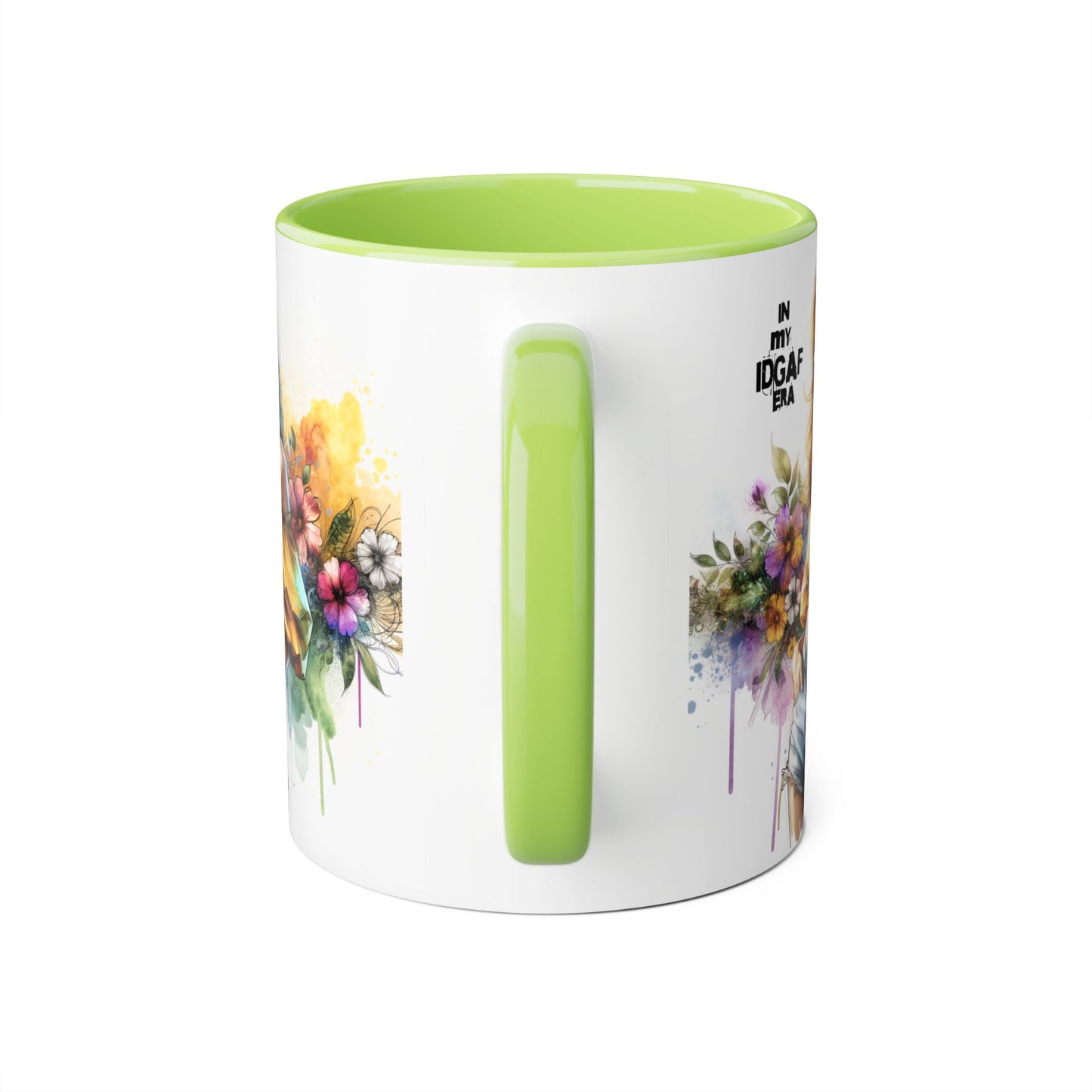 Colorful IDGAF Era Accent Mugs, Unique Coffee Cup for Bold Souls, Gifts for Women, Floral Design Mugs, Fun Cafe Mugs