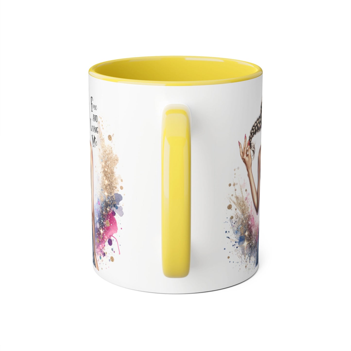 Free and Loving Me Accent Mug, Empowering Coffee Cup, Inspirational Gift, Unique Women’s Mug, Morning Motivation