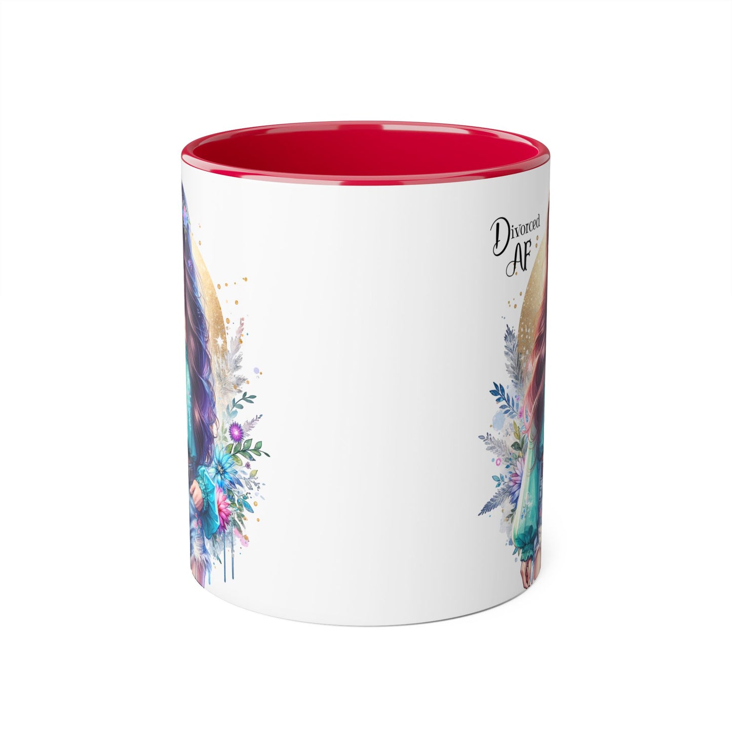 Divorced AF Accent Mug | Inspirational Coffee Cup, Gift for Divorcee, Self-Care, Empowering Drinkware