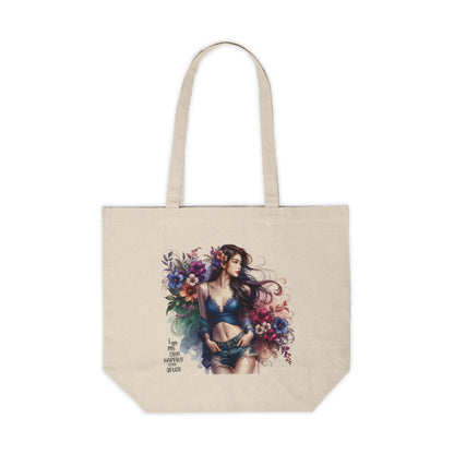 I Am My Own Happily Ever After Floral Art Canvas Tote Bag, Eco-Friendly Shopping Bag, Beach Tote, Gift for Her, Floral Shopping Bag, Everyday Use Tote