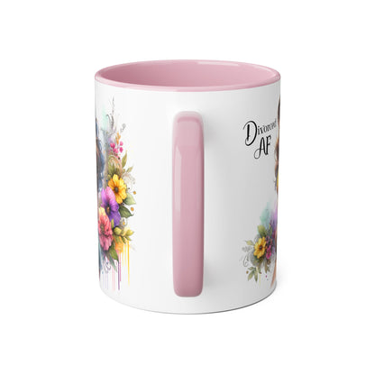 Divorced AF Floral Accent Mug, Humor Coffee Cup, Gift for Divorce Celebration, Self-Love Mug, Unique Present for Her