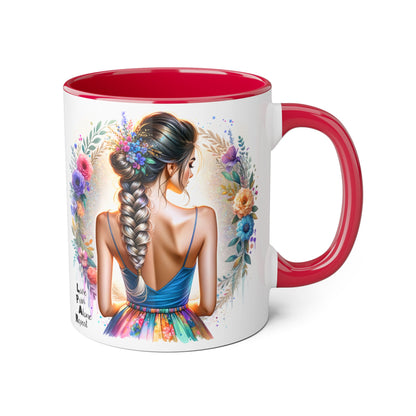 Artistic Accent Mug, Floral Coffee Cup, Unique Gifts for Her, Inspirational Drinkware, Love Yourself Mugs, Boho Style