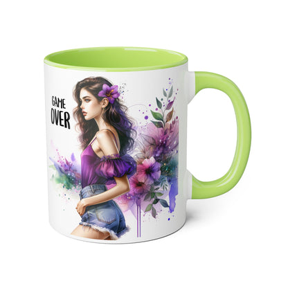 Game Over Accent Mug - Stylish Coffee Cup for Gamers, Unique Gift, Trendy Home Decor, Birthday Present, Cafe Lover's Essential