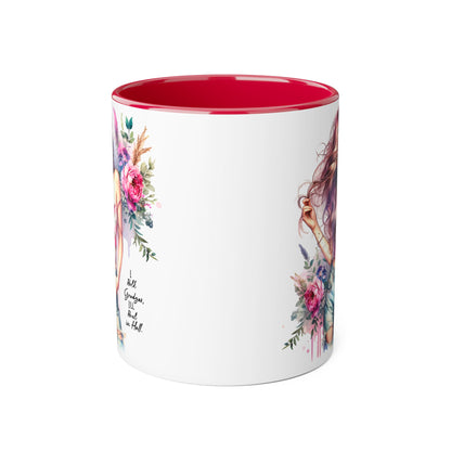 I Hold Grudges, I'll Heal in Hell  Humoristic Bohemian Floral Accent Mug - Drinkware for Tea Lovers, Coffee Enthusiasts, Gift for Friends, Home Decor, Artful Mugs