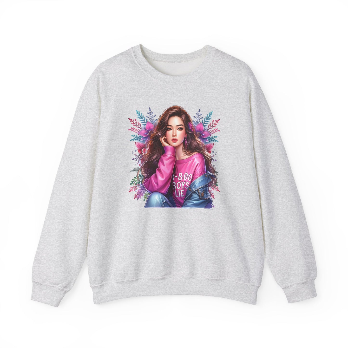 1-800-Boys-Lie Trendy Crewneck Sweatshirt - Cozy Unisex Pullover, Perfect for Casual Days, Gifts for Her, Cute Fashion Layering, Everyday Style