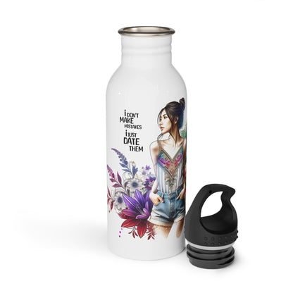 I Don't Make Mistakes, I Date Them Floral Art Water Bottle, Inspired Gift for Travelers, Eco-Friendly Hydration, Fitness and Outdoor Use, Cute Drinkware