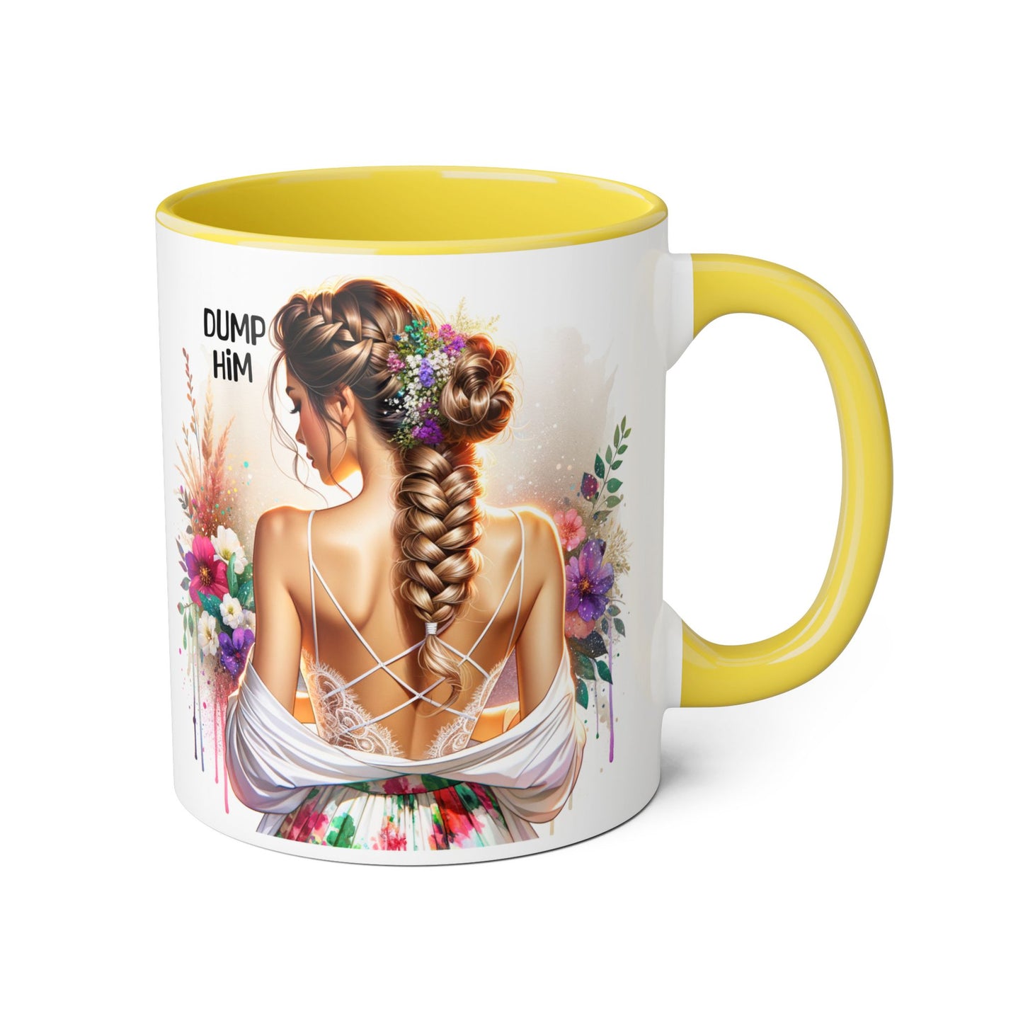 Elegant Floral Dump Him Mug | Inspirational Coffee Cup | Gift for Her, Birthday Present, Self-Care, Motivational Drinkware