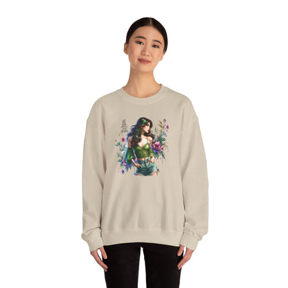 I Am My Own Happily Ever After  Heroine Floral Sweatshirt | Unisex Cozy Crewneck, Gift for Her, Vintage Style, Plant Lover's Apparel, Superhero Inspired