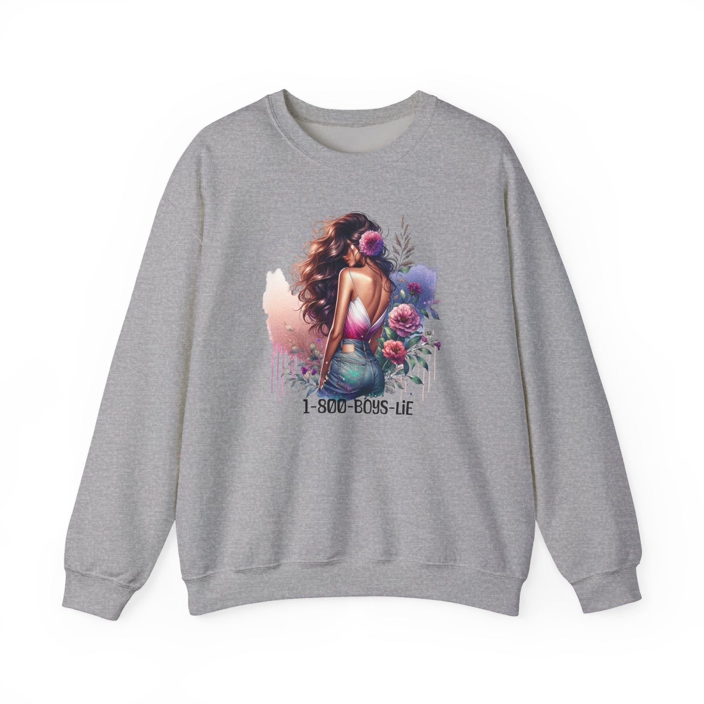 1-800-Boys-Lie Boss Babe Floral Sweatshirt | Unisex Comfortable Crewneck, Trendy Gift for Her, Affirmation Clothing, Cozy Fashion