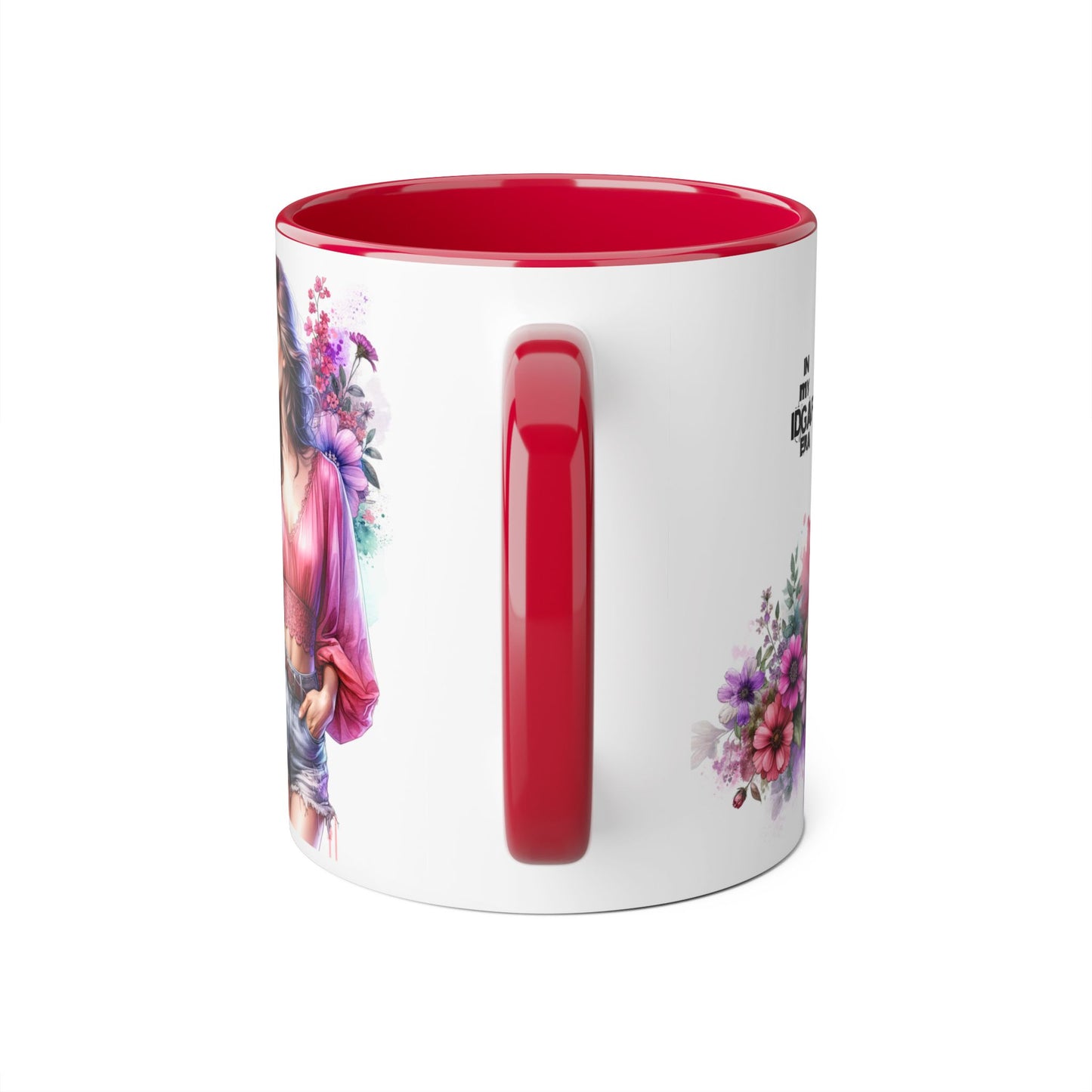Floral IDGAF Accent Mug - Coffee Cup, Gift for Her, Trendy Mug, Unique Kitchen Decor, Flower Design