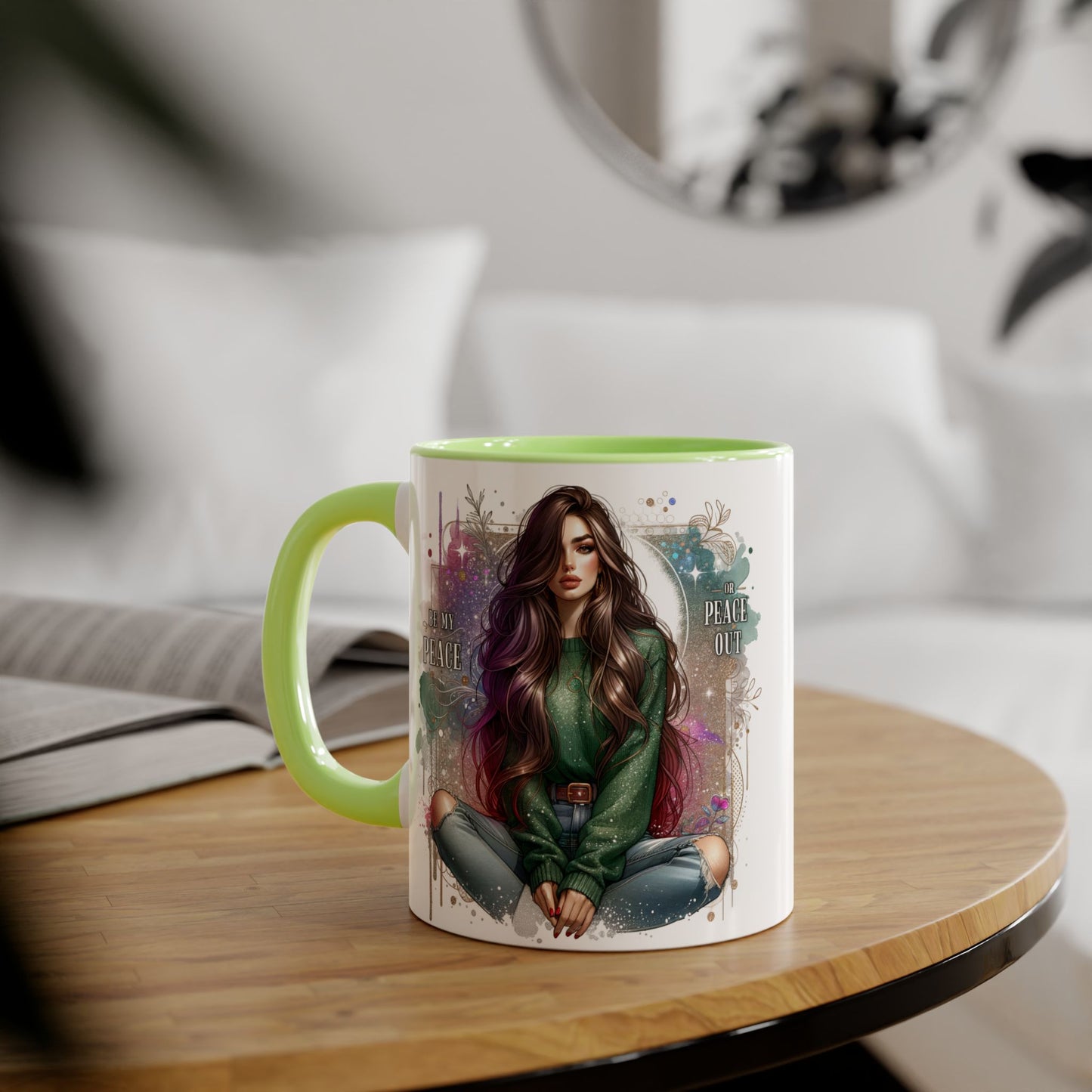 Artistic Be My Peace or Peace Out Mug, Inspirational Coffee Cup, Great for Relaxing Moments, Perfect Gift for Friends, Unique Home Decor, Peaceful Vibe