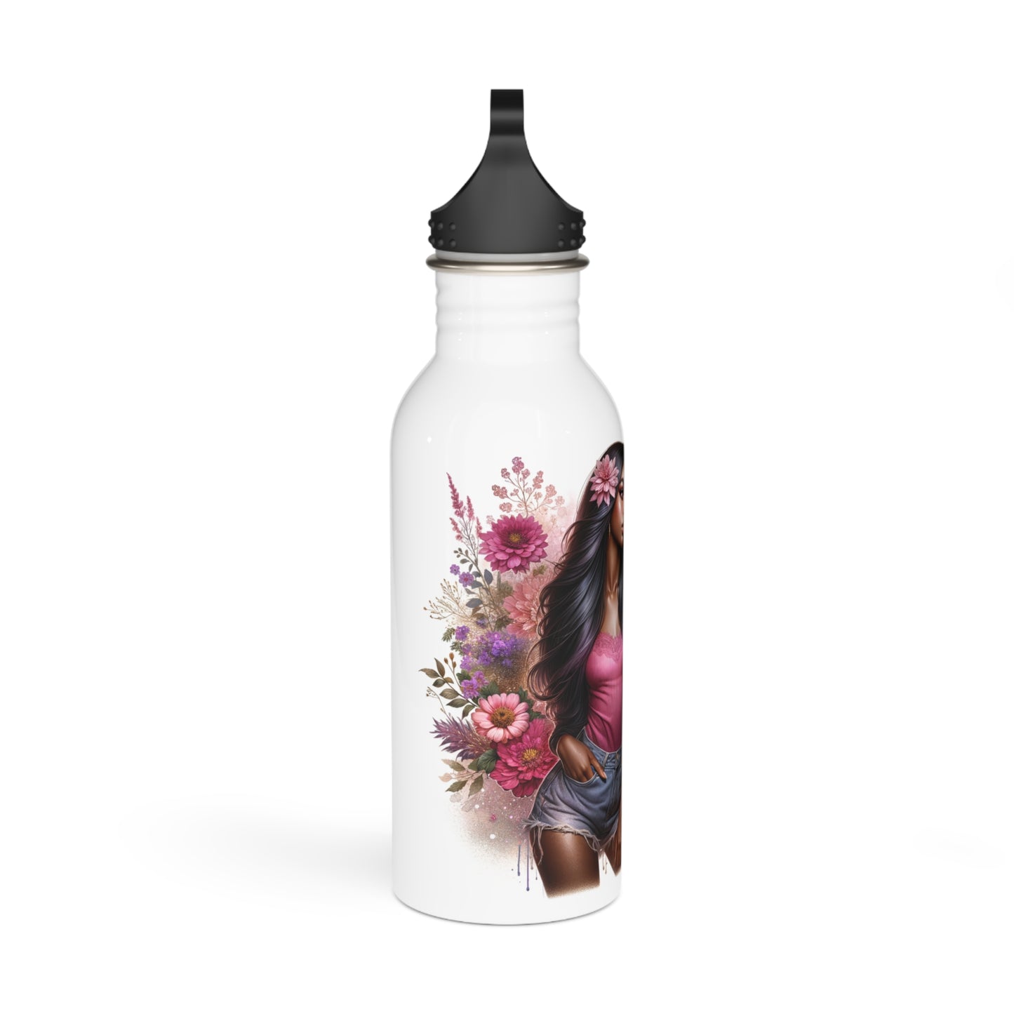 Thank U, Next Floral Stainless Steel Water Bottle | Thank You Next, Eco-Friendly, Water Bottle Gift, Summer Hydration, Artist Design, Floral Water Bottle