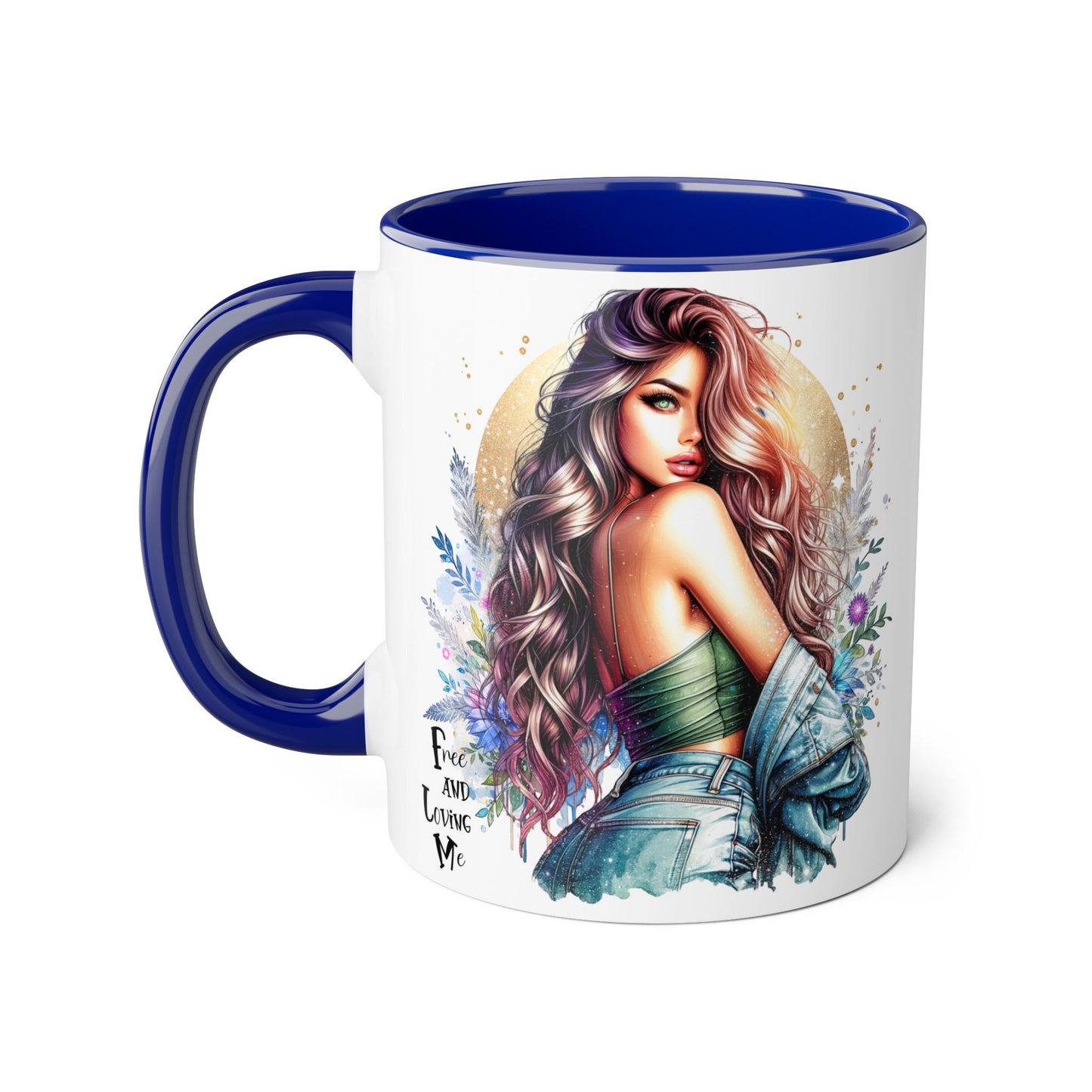 Artistic Accent Mug, Colorful Coffee Cup, Unique Gift for Her, Dreamy Floral Design, Ideal for Birthdays, Self-Care Moments