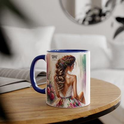 Straight Outta Divorced Humoristic Elegant Floral Accent Mug, Artistic Coffee Cup, Gift for Her, Home Decor, Tea Lover's Mug, Birthday Gift Idea, Wedding Favor