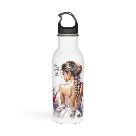 I Am My Own Happily Ever After Bridal Stainless Steel Water Bottle | Wedding Gift with Floral Design
