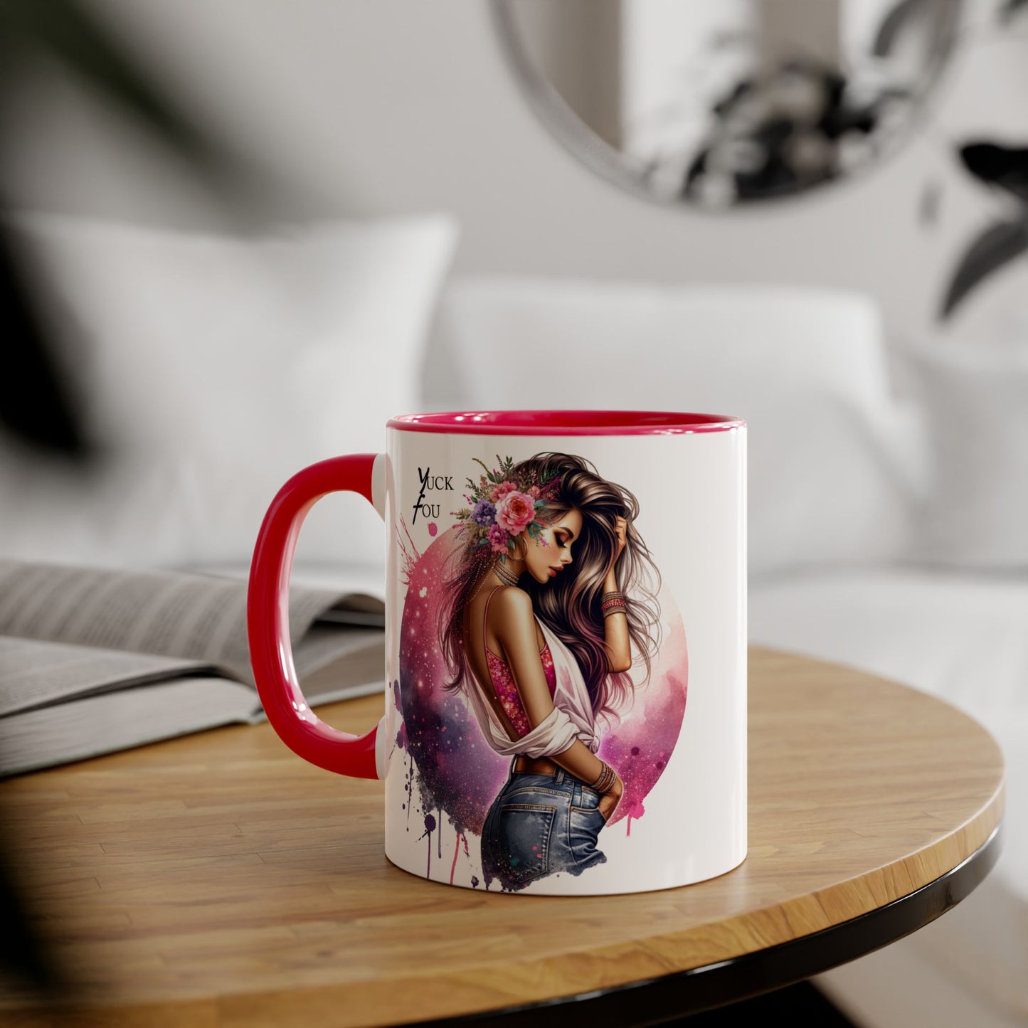 Yuck Fou Stylish Accent Mugs, Floral Design for Coffee Lovers, Unique Gift, Art Mug, Personalized Drinkware, Vibrant Tea Cups