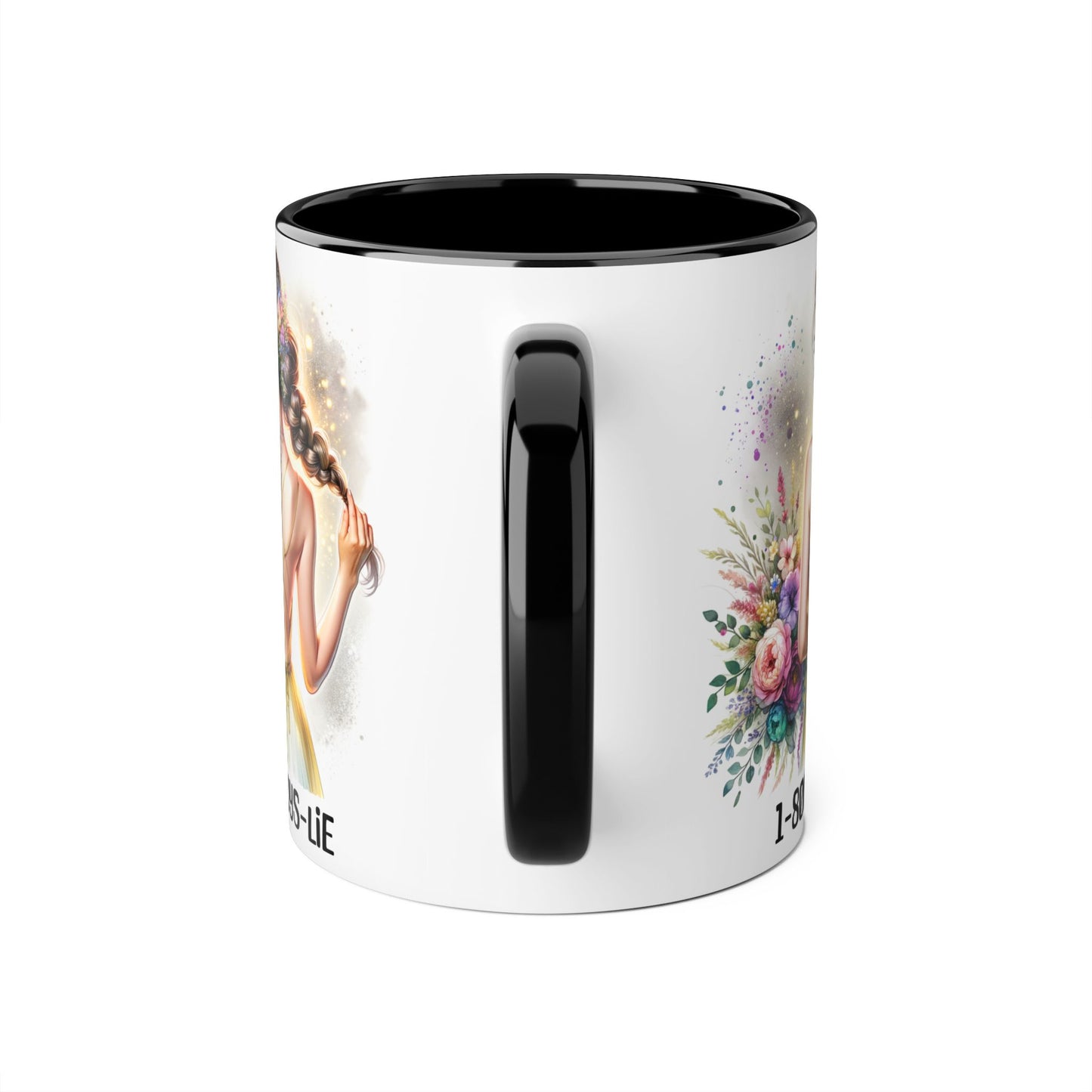 1-800-BOYS-LIE Chic Floral Accent Mug, Artistic Coffee Cup, Gift for Her, Inspirational Tea Mug, Floral Design Drinkware, Home Decor