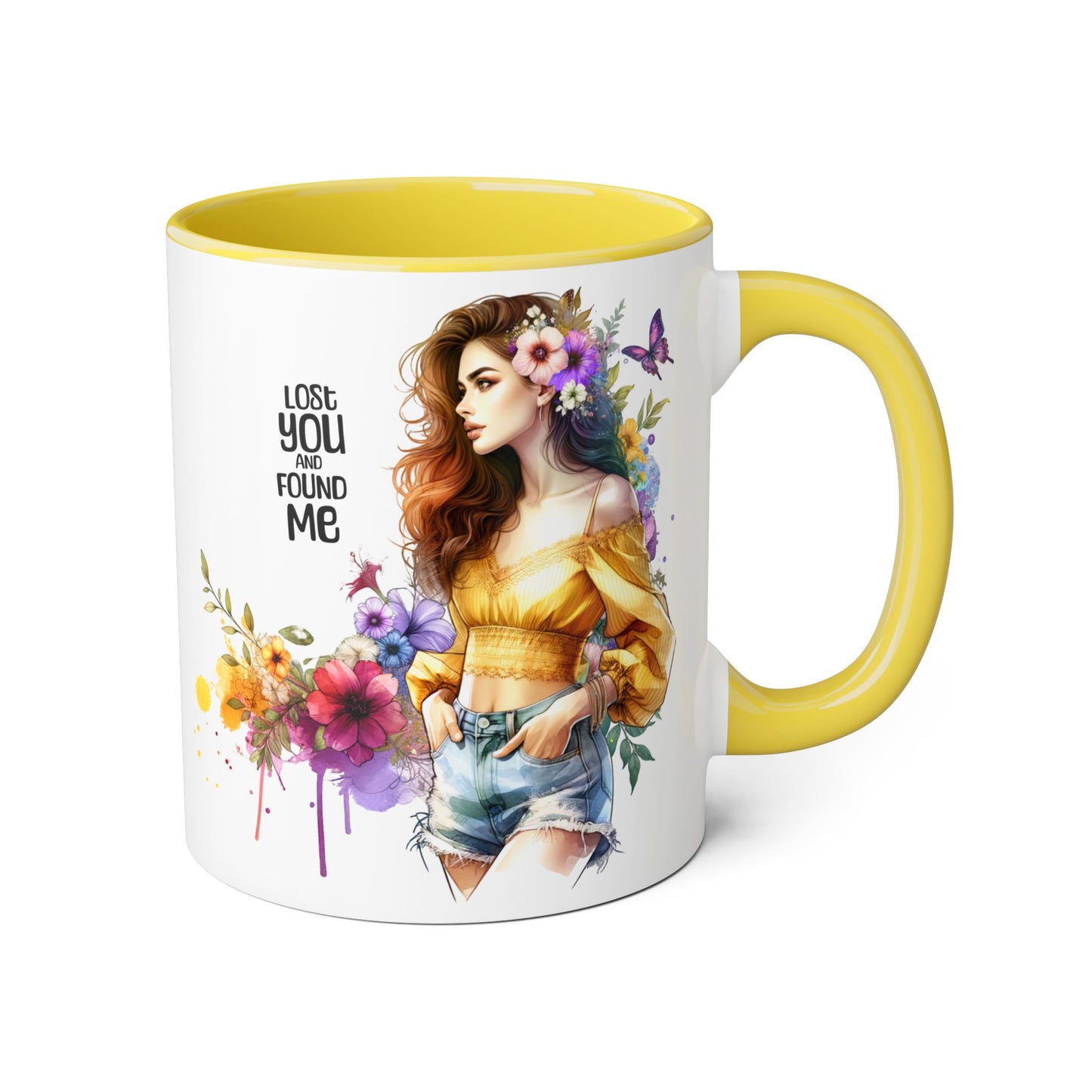 Lost You and Found Me Floral Inspiration Mug, Coffee Lover Gift, Artful Decor, Unique Birthday Present, Spring Vibes, Inspirational Quote