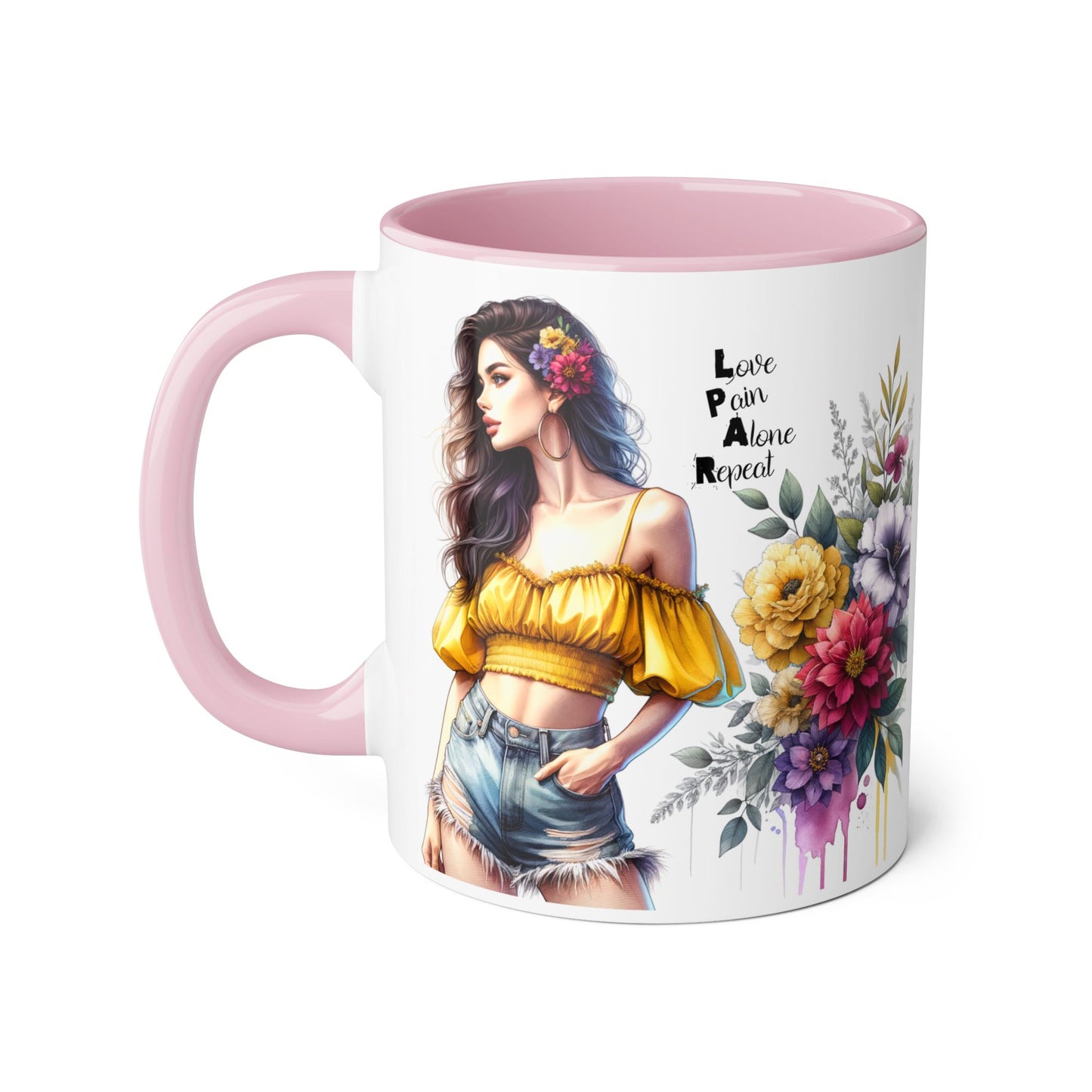Boho Floral Accent Mug, Stunning Gift for Tea Lovers, Home Decor, Coffee Lover's Gift, Birthday Present, Art Print Mug