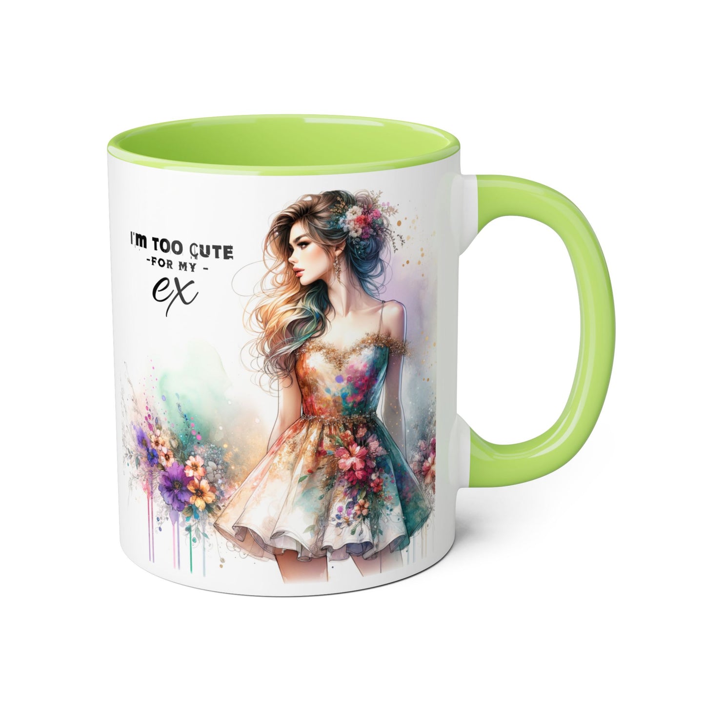 I'm Too Cute For My Ex Accent Mug, 11oz Coffee Cup, Gift for Her, Unique Relationship Humor, Friendship Tea Mug, Quirky Birthday Present