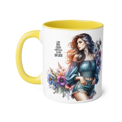 I Am My Own Happily Ever After Whimsical Floral Accent Mug - Perfect Gift for Her, Inspirational Coffee Cup, Self-Care Quotes, Boho Decor, Unique Tea Mug
