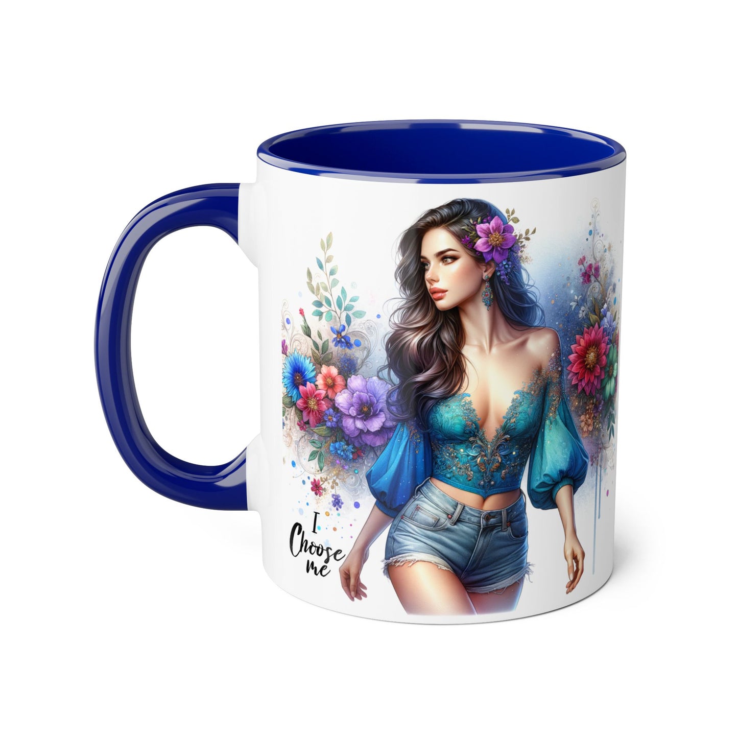 I Choose Me Boho Floral Accent Mug, Choose Me Coffee Cup, Unique Gift for Her, Art Mug, Colorful Drinkware