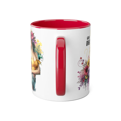 Game Over Floral Accent Mug, Gift for Gamers, Coffee Tea Cup, Home Decor, Birthday, Celebration, Unique Mug