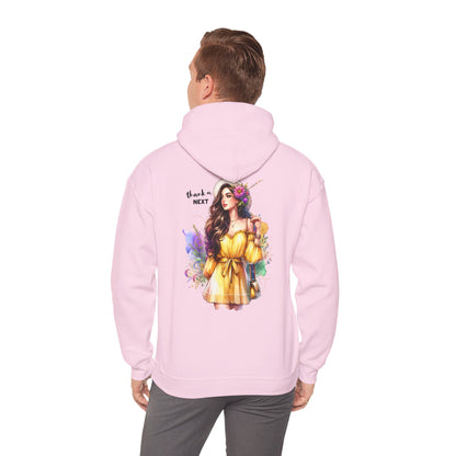 Thank U, Next Whimsical Fairy Art Hooded Sweatshirt, Cozy Apparel, Unique Gift, Casual Wear, Comfortable Layer