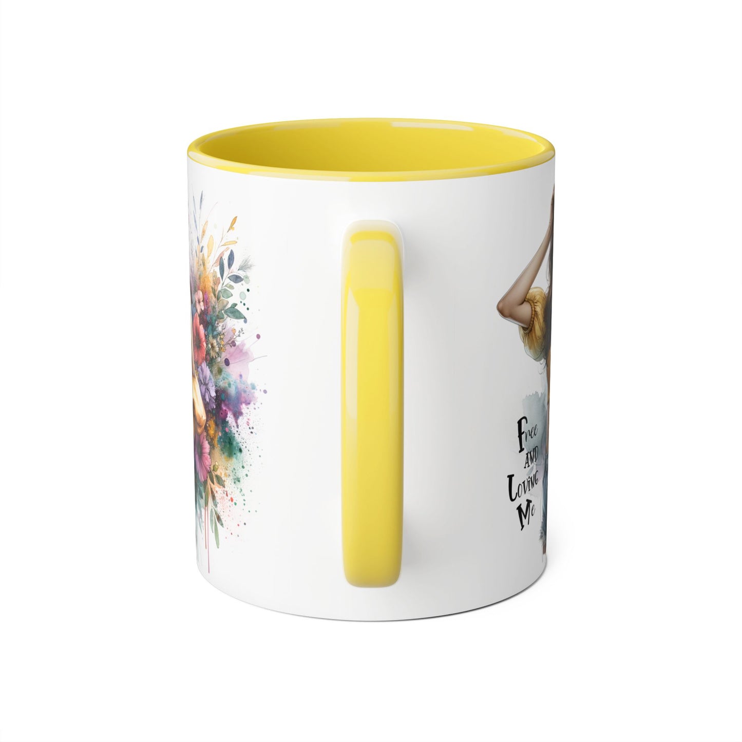 Free and Loving Me Bohemian Floral Accent Mug, Women's Gift, Coffee Mug, Inspirational Coffee Cup, Tea Lover's Mug